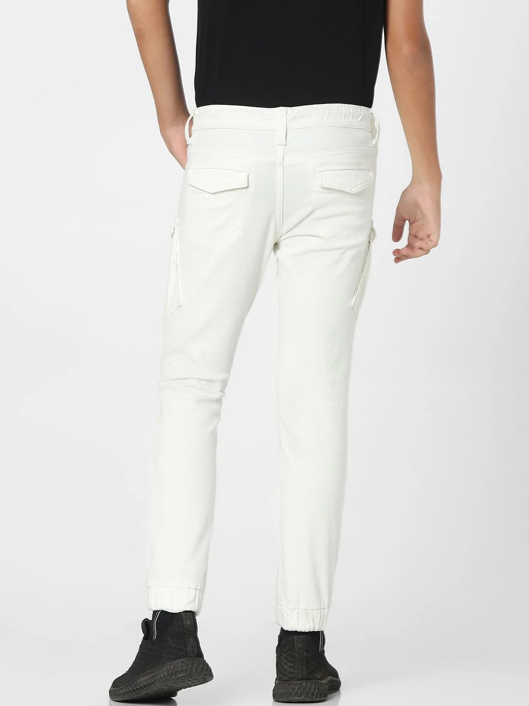 White Mid Rise Jogger Jeans - Image 4