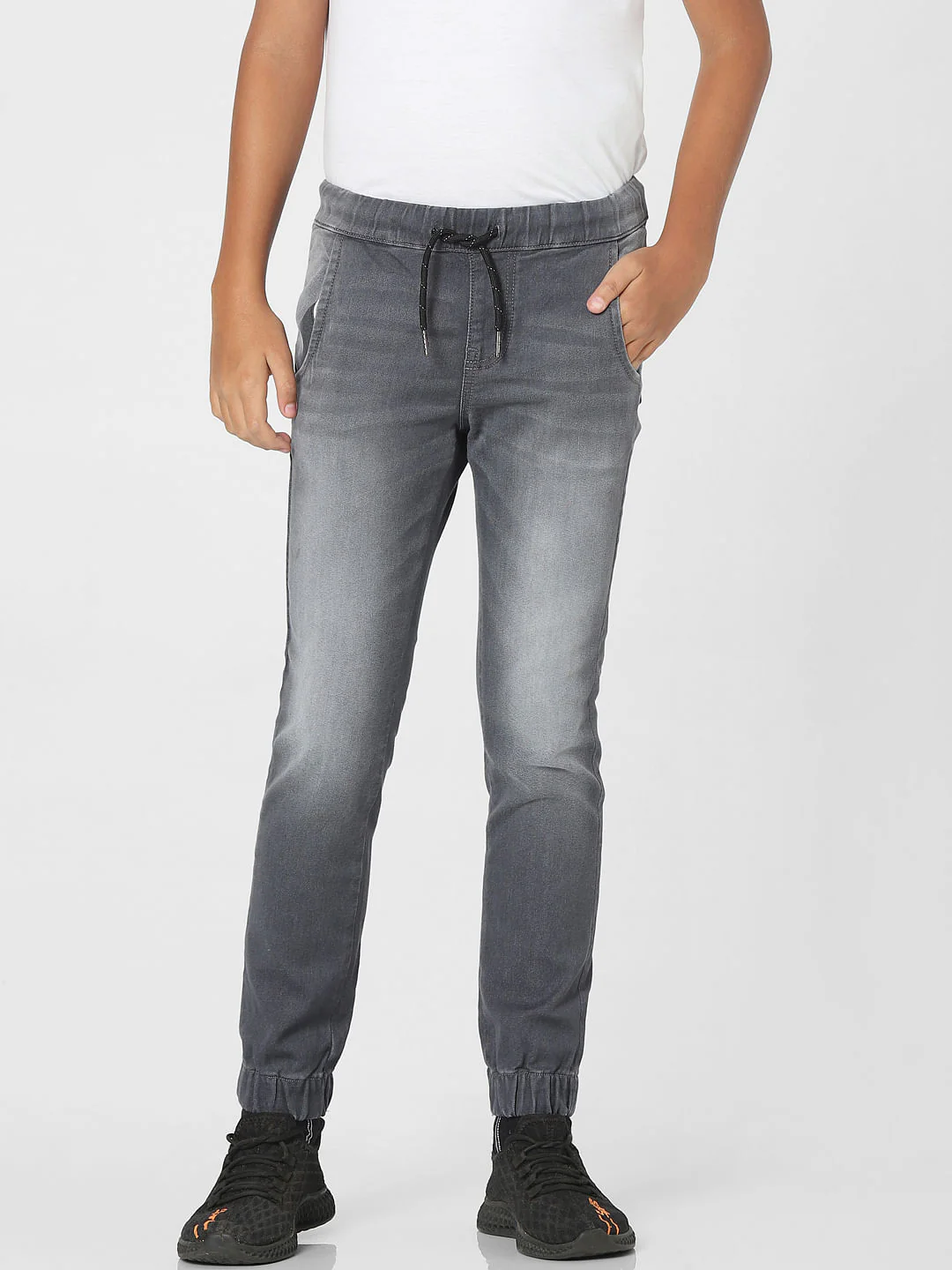 Grey Mid Rise Jogger Jeans - Image 2