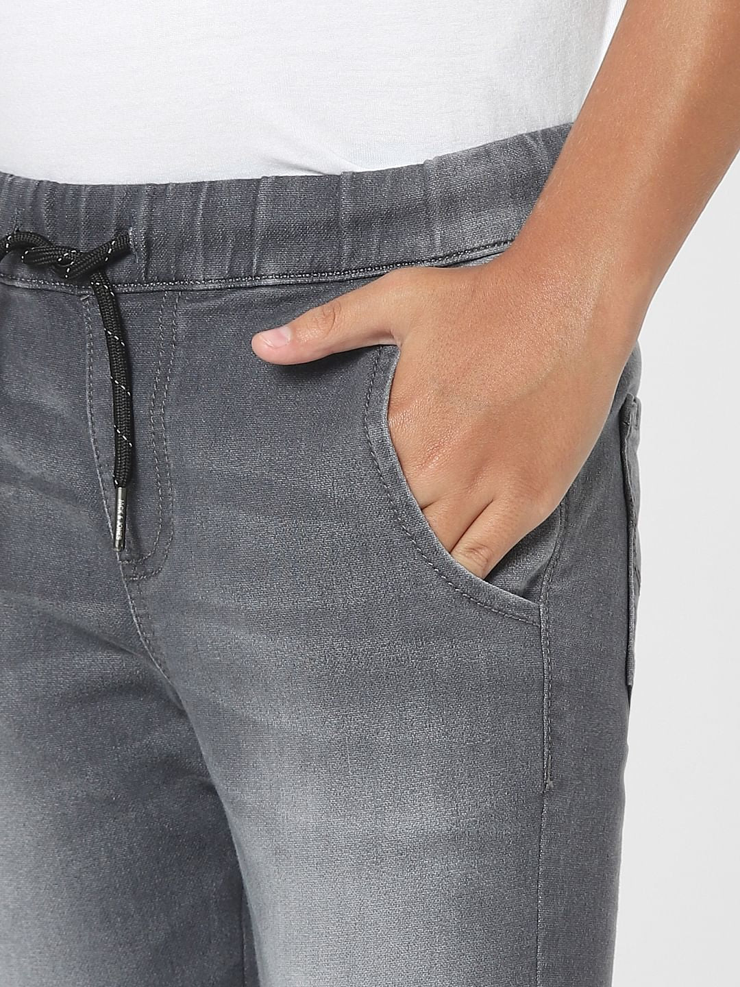 Grey Mid Rise Jogger Jeans - Image 5