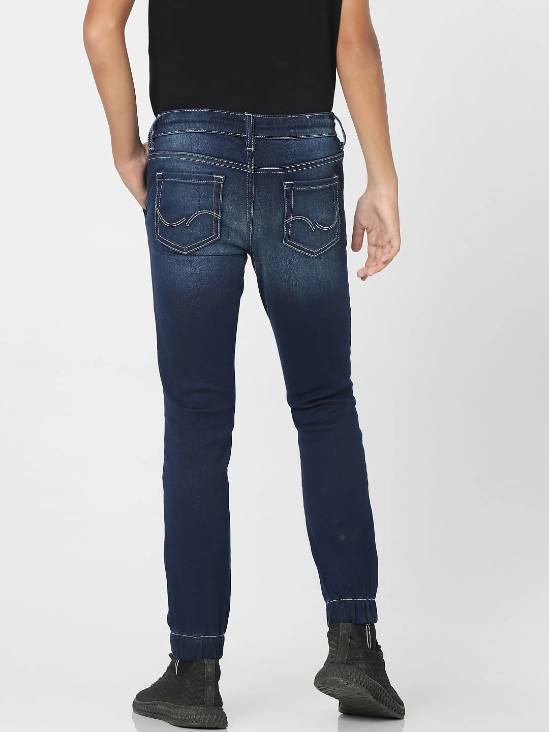 Blue Mid Rise Jogger Jeans - Image 4