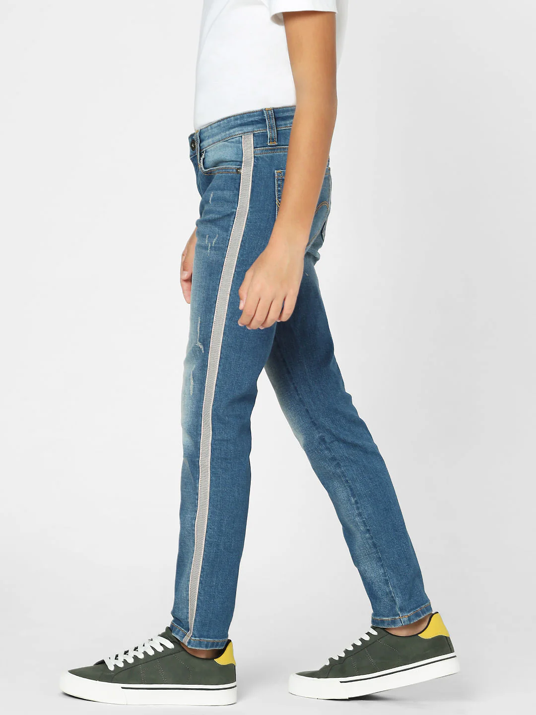 Boys Blue Mid Rise Tape Detail Regular Fit Jeans - Image 3
