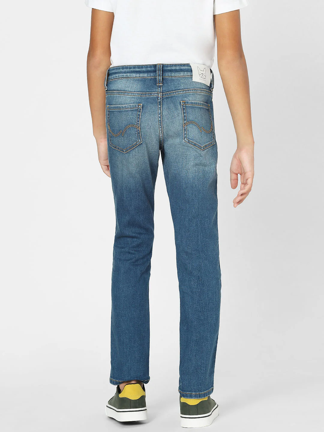 Boys Blue Mid Rise Tape Detail Regular Fit Jeans - Image 4
