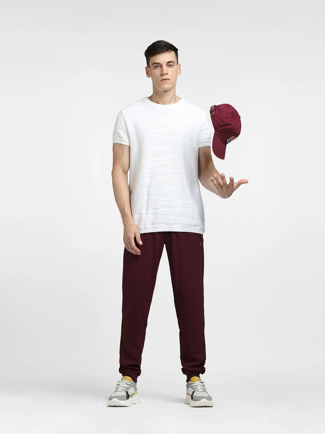 Burgundy Mid Rise Drawstring Sweatpants