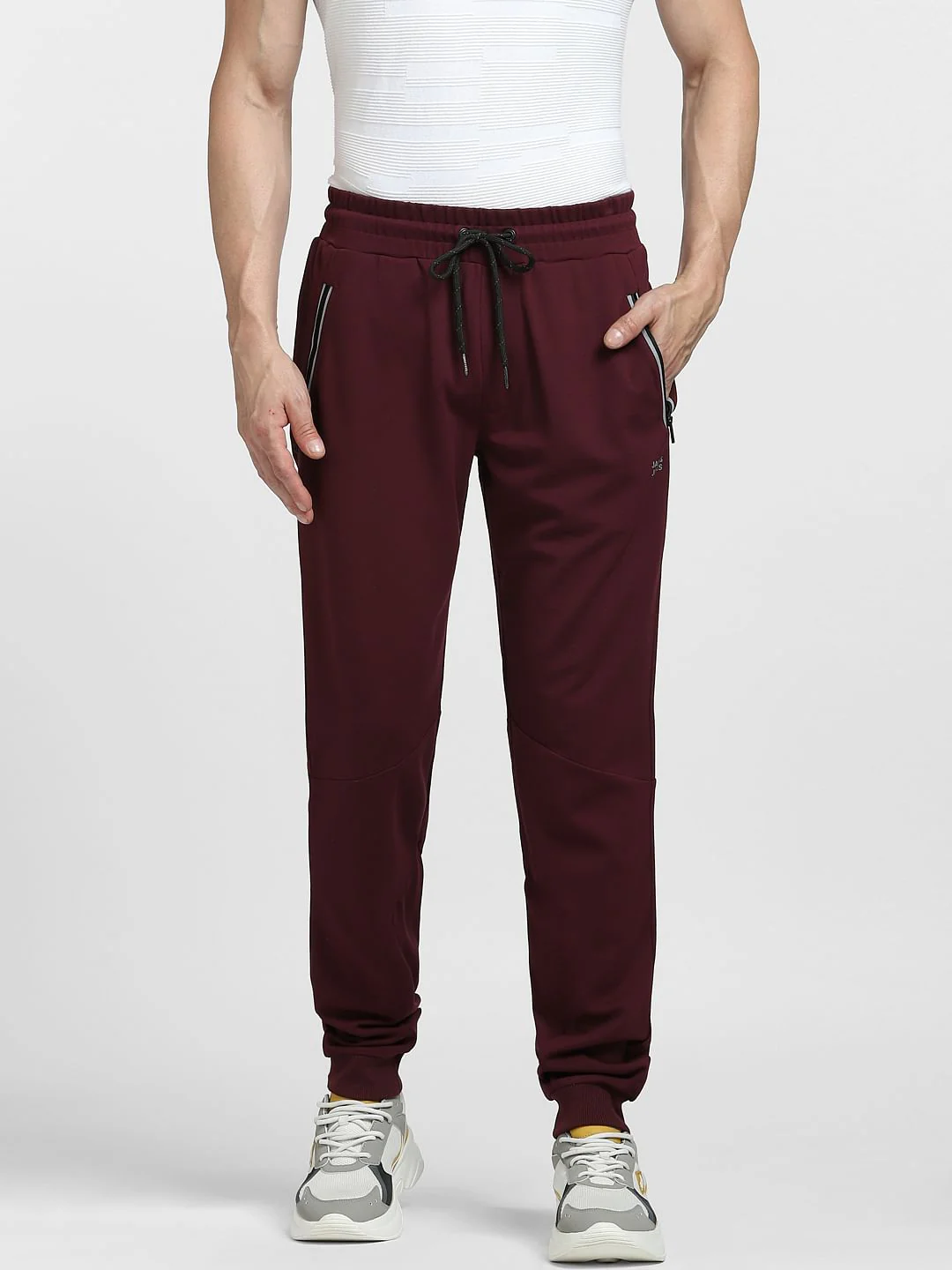 Burgundy Mid Rise Drawstring Sweatpants - Image 2