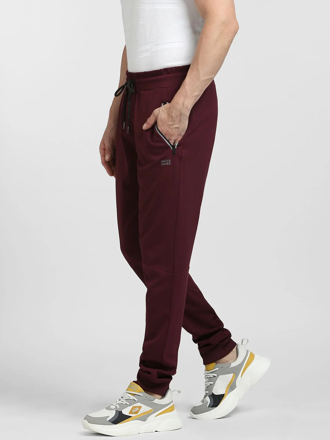 Burgundy Mid Rise Drawstring Sweatpants - Image 3