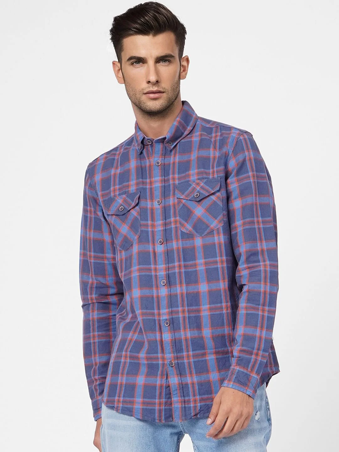 Blue Check Linen Blend Shirt - Image 2