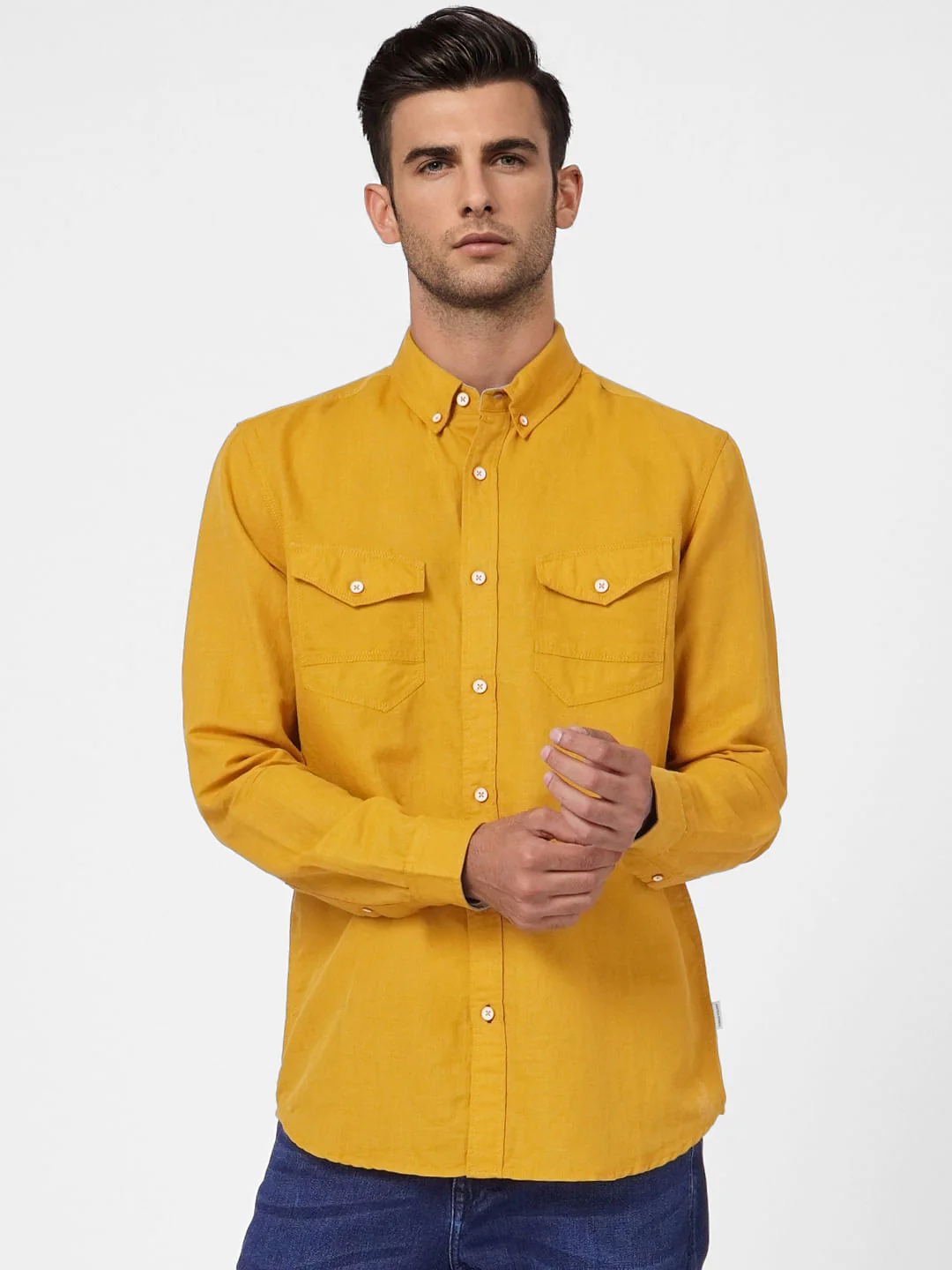 Mustard Linen Blend Shirt - Image 2
