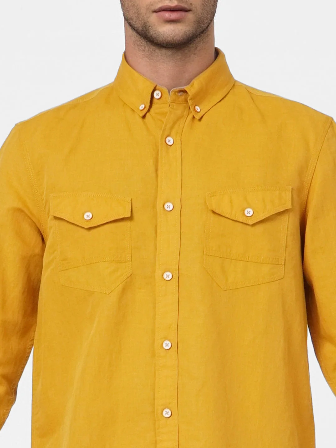 Mustard Linen Blend Shirt - Image 5