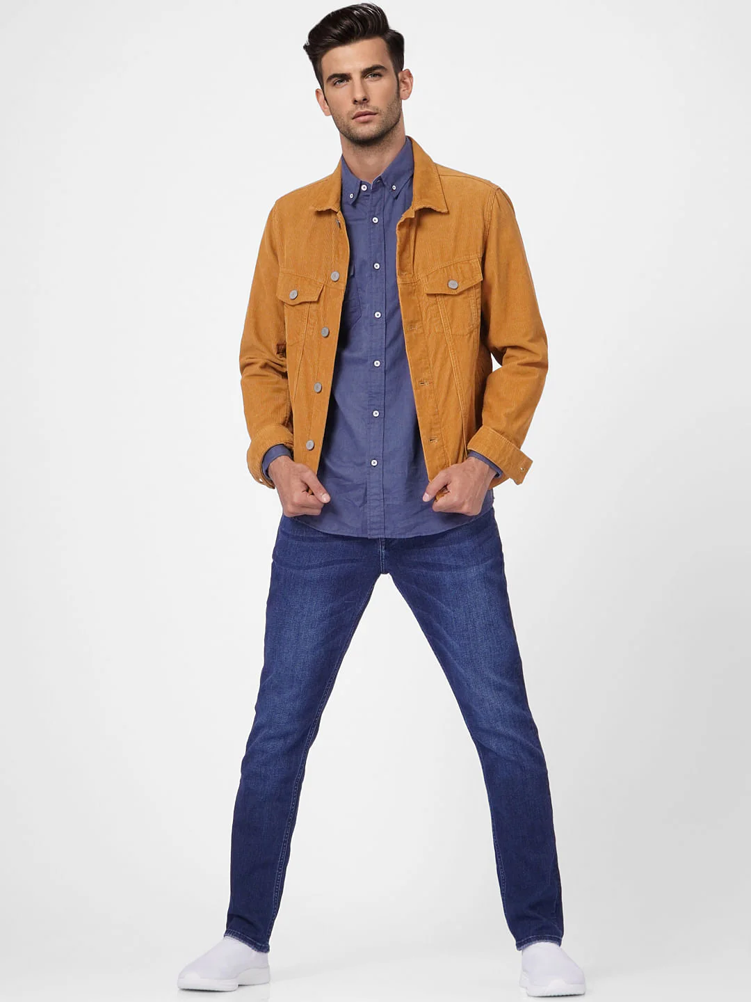 Blue Linen Blend Full Sleeves Shirt