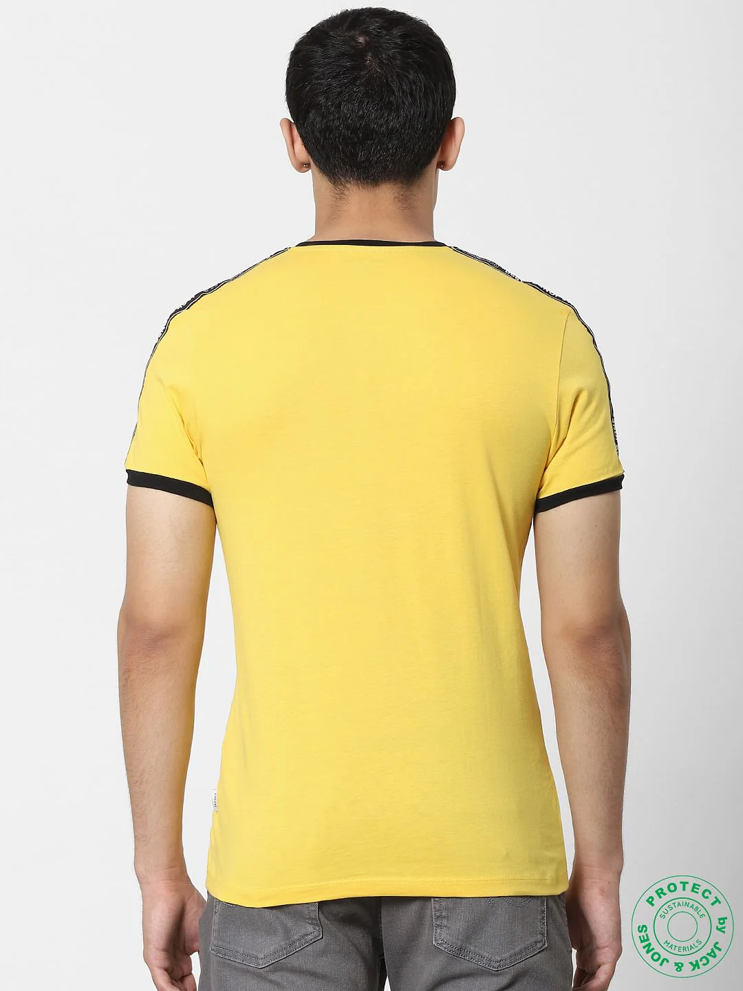 Yellow Tape Detail Crew Neck T-shirt - Image 4