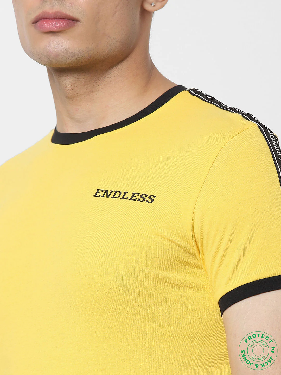 Yellow Tape Detail Crew Neck T-shirt - Image 6