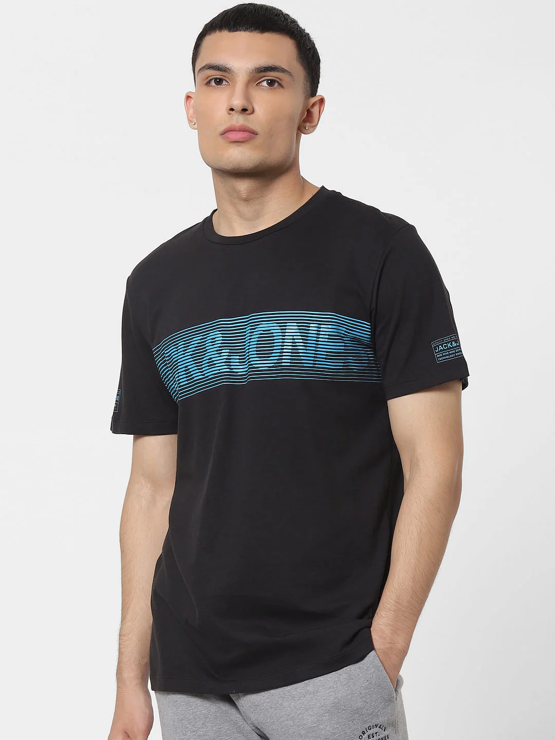 Black Logo Print Crew Neck T-shirt - Image 2