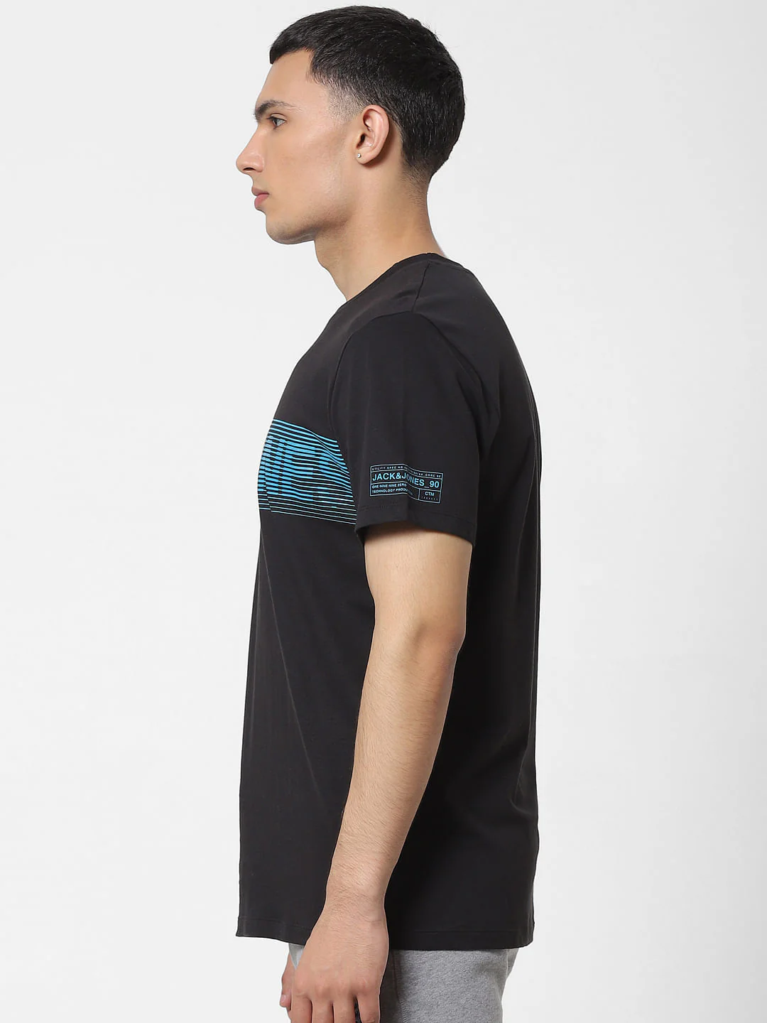 Black Logo Print Crew Neck T-shirt - Image 3