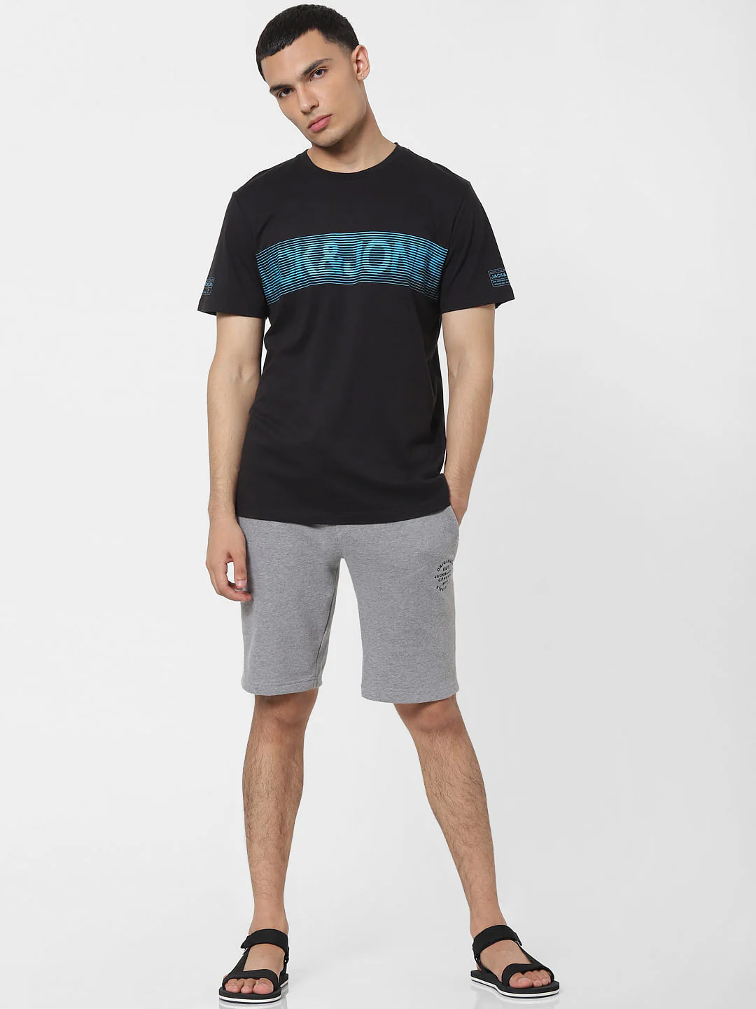 Black Logo Print Crew Neck T-shirt - Image 6