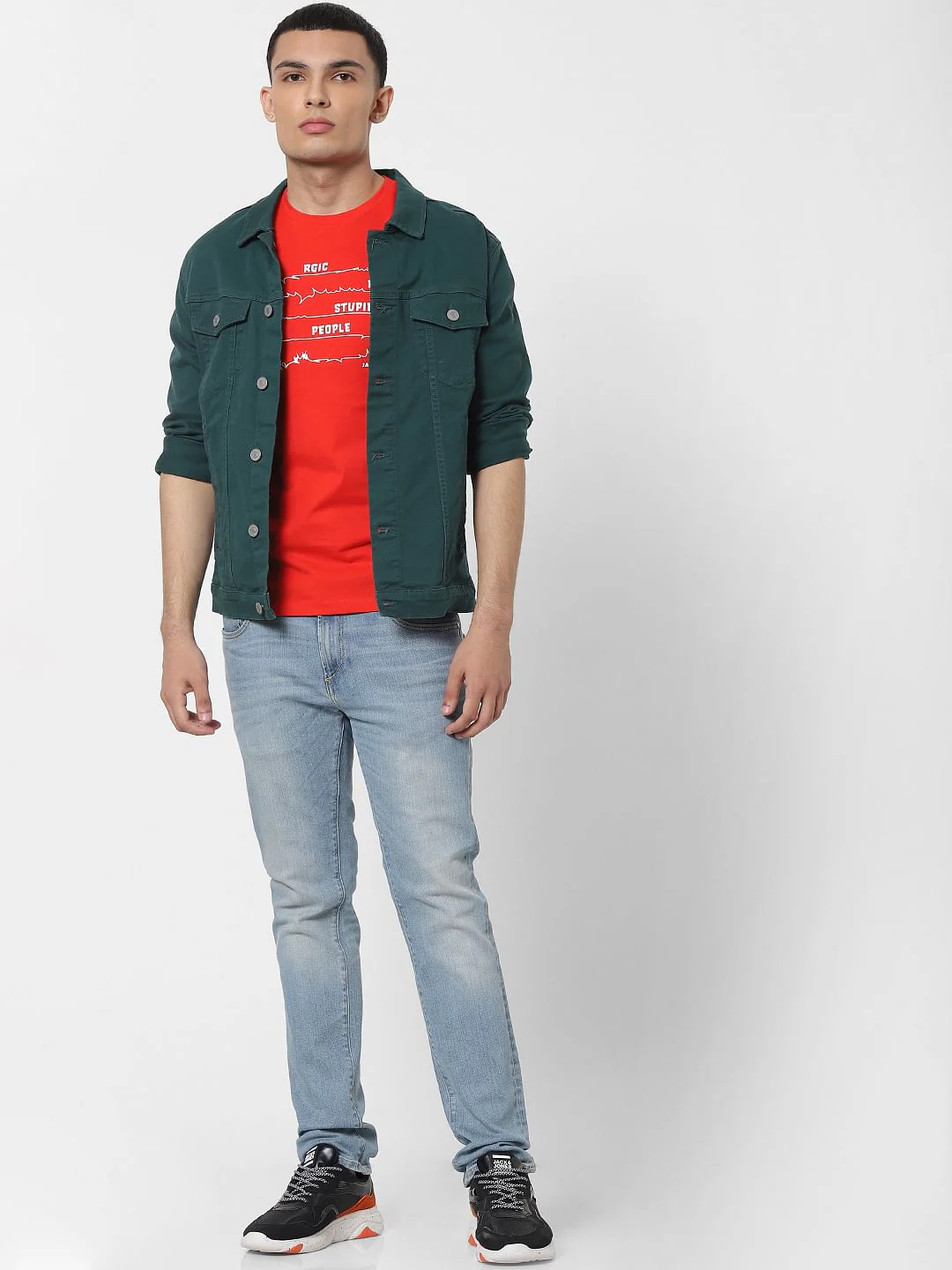 Red Slogan Print Crew Neck T-shirt