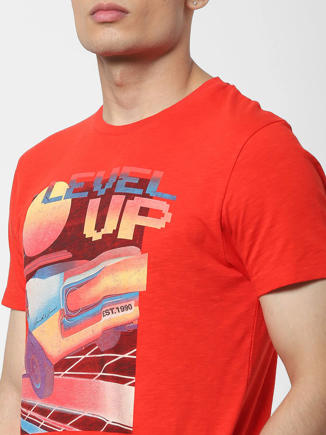 Orange Graphic Print Crew Neck T-shirt - Image 5