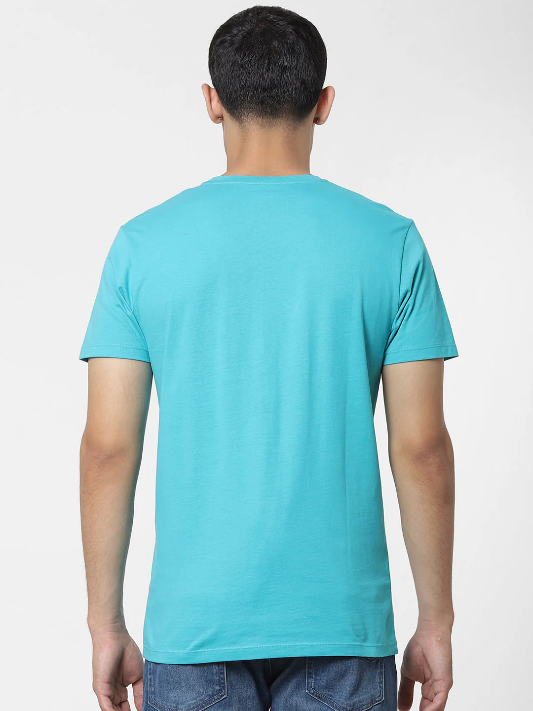Blue Graphic Print Crew Neck T-shirt - Image 4