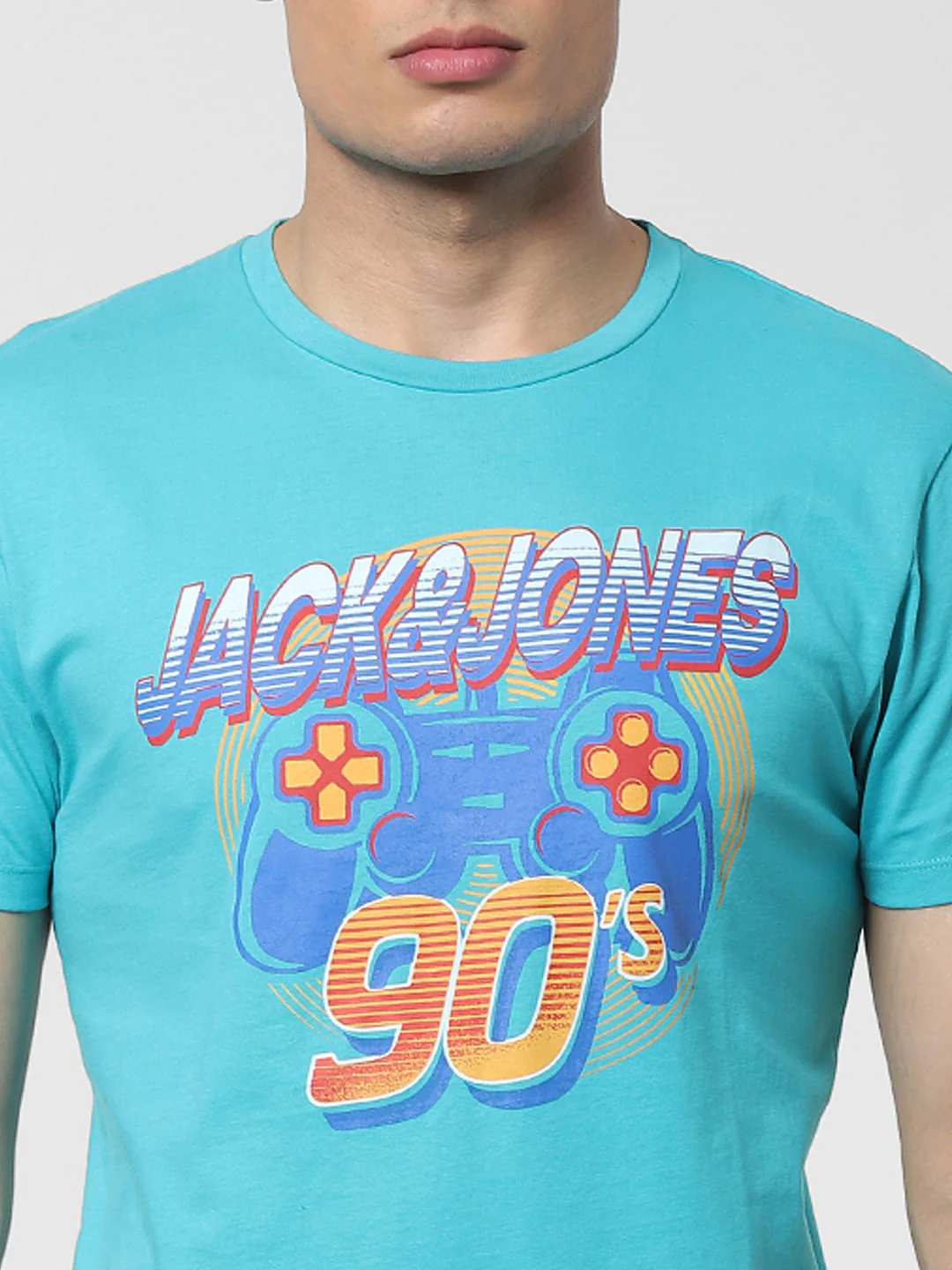 Blue Graphic Print Crew Neck T-shirt - Image 5