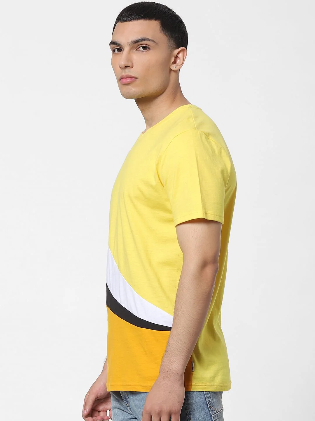 Yellow Colourblocked Crew Neck T-shirt - Image 3