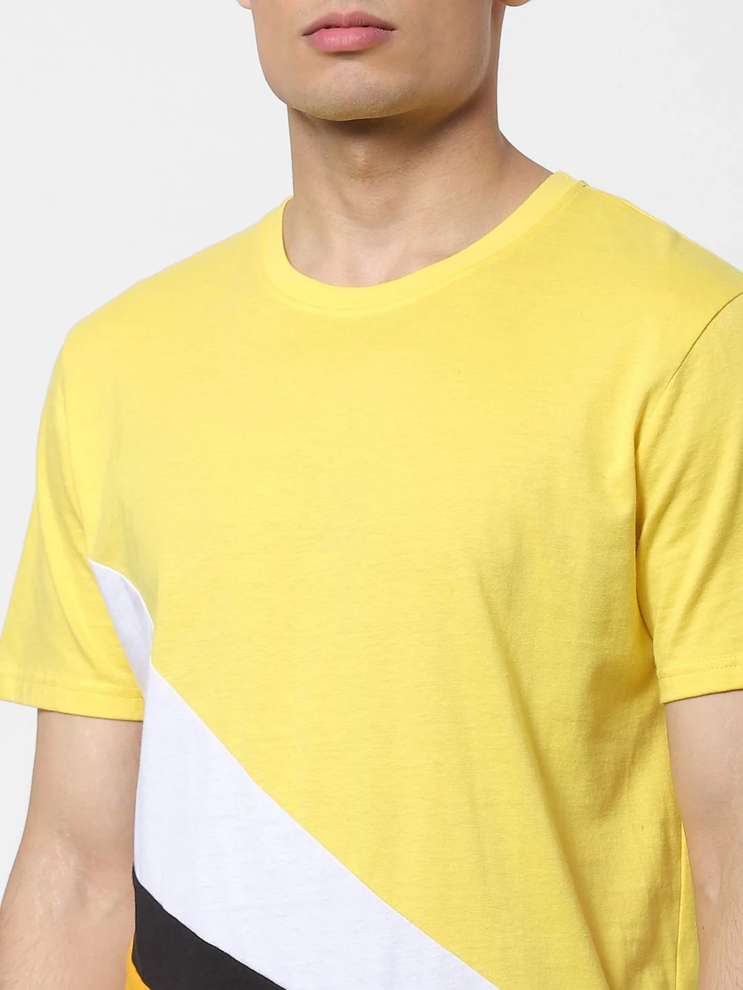 Yellow Colourblocked Crew Neck T-shirt - Image 5