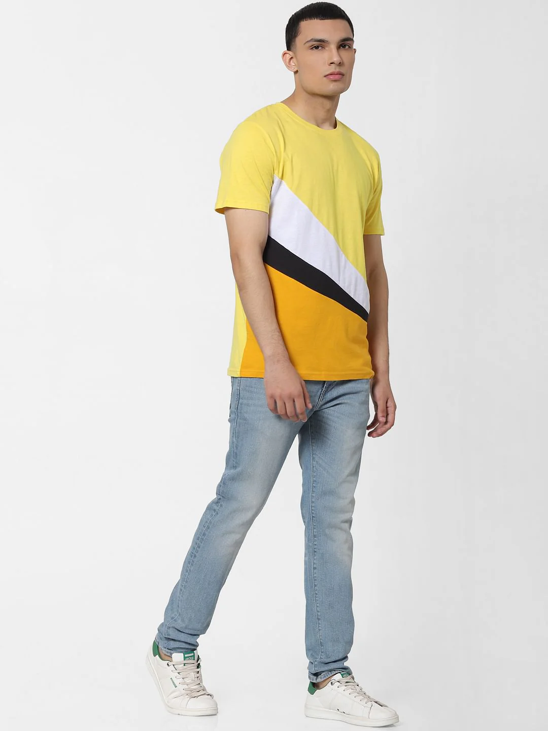 Yellow Colourblocked Crew Neck T-shirt - Image 6