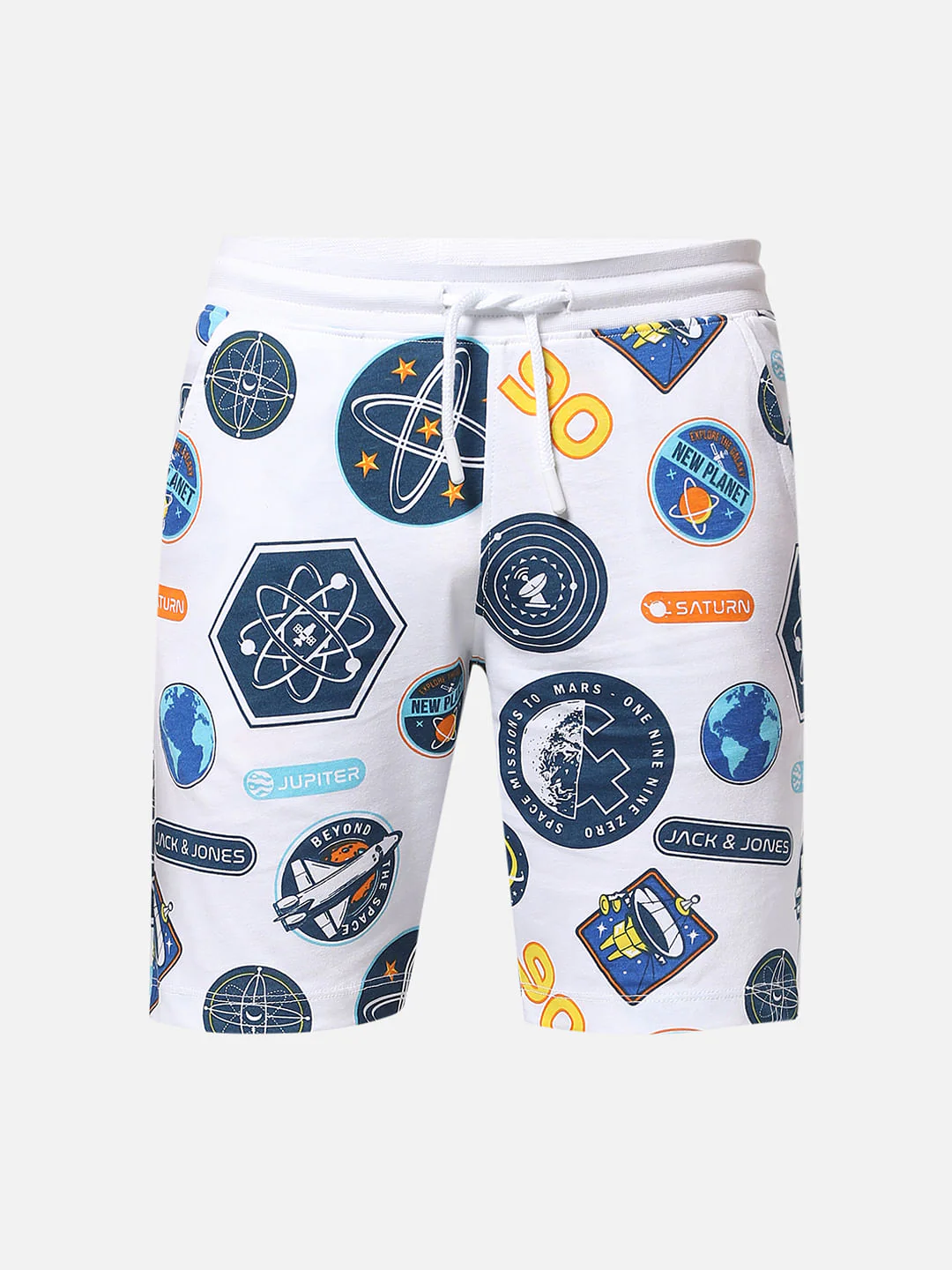 Boys White Space Print Co-ord Set Shorts - Image 6