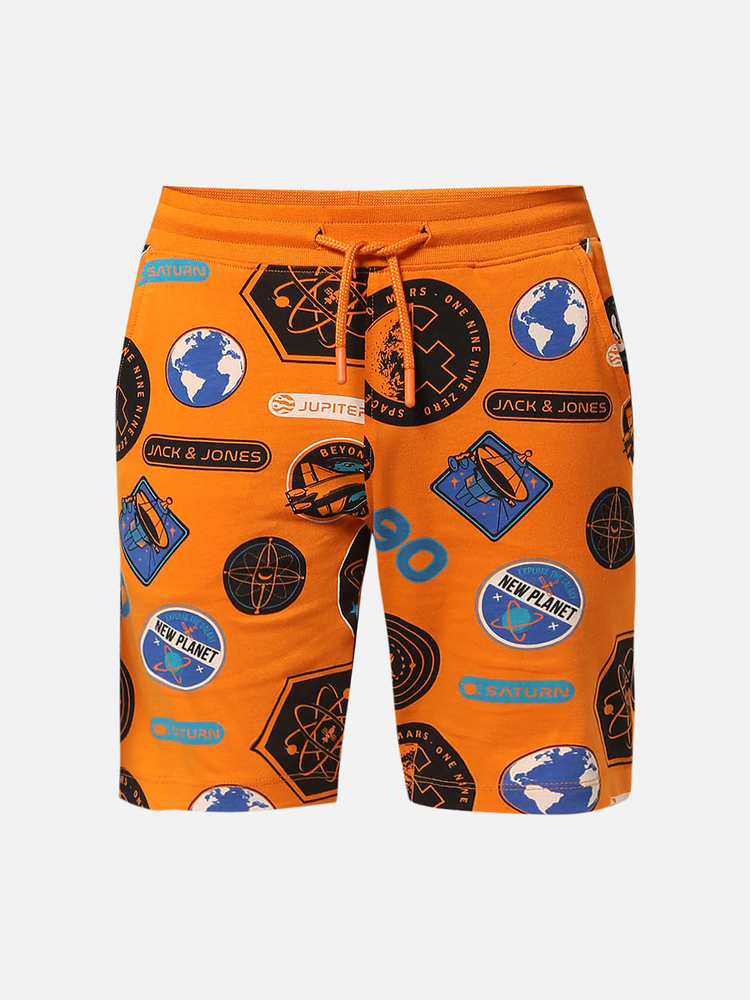 Boys Orange Printed Co-ord Set Shorts - Image 6