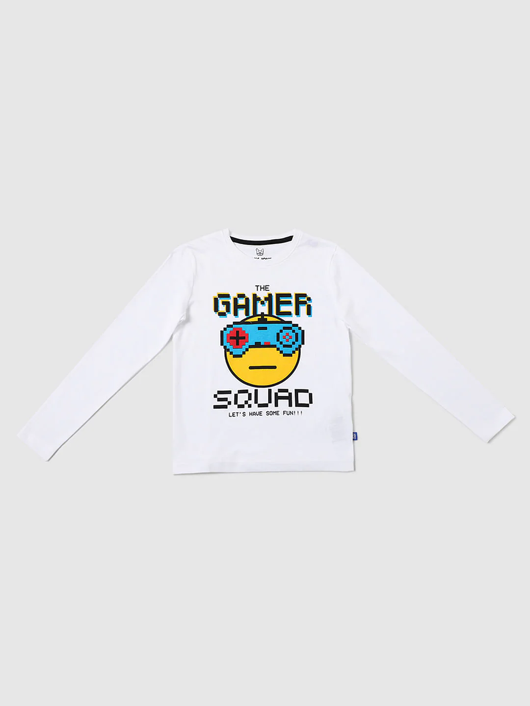 Boys White Gaming Graphic Crew Neck T-shirt