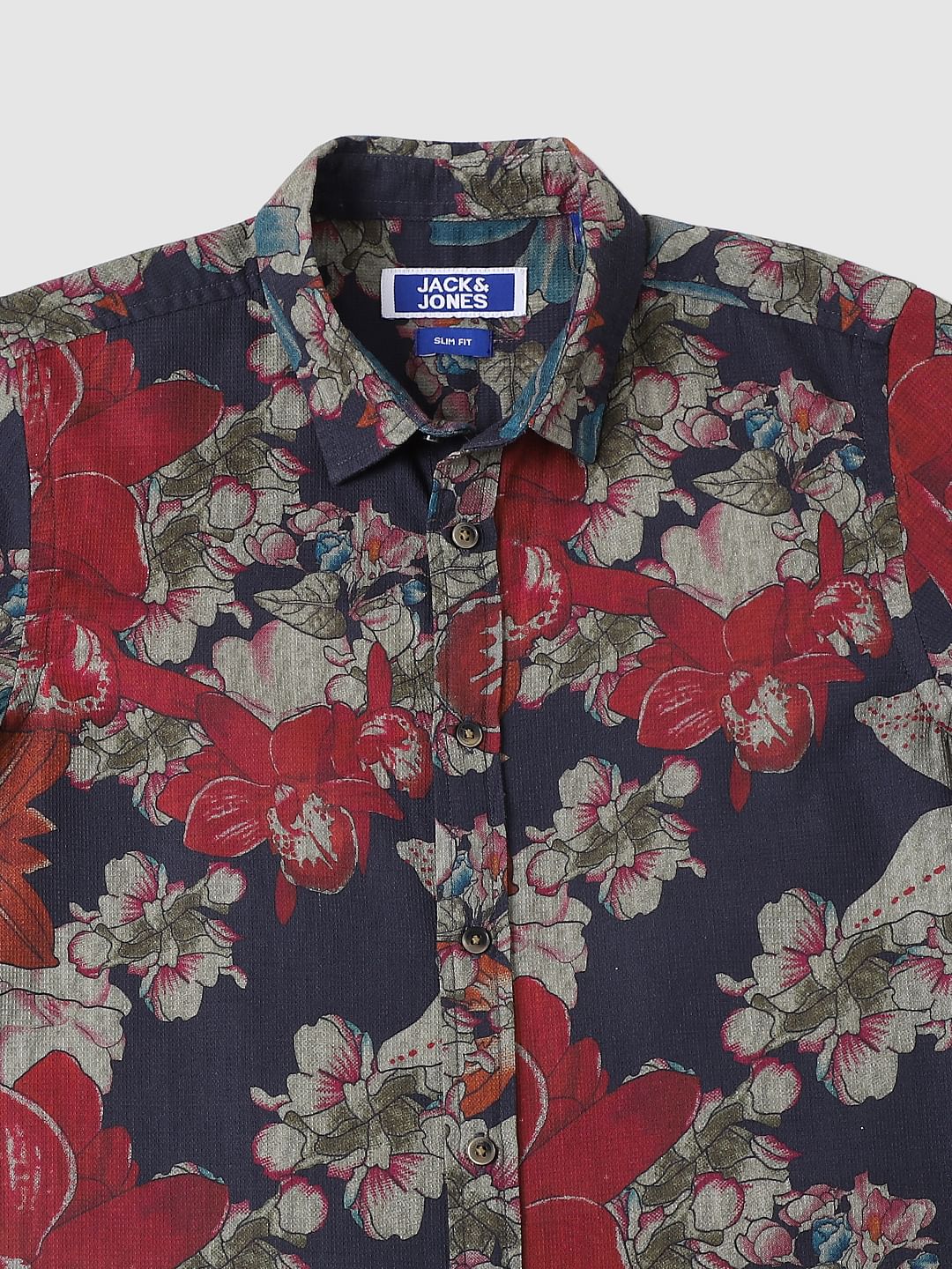 BOYS Red Floral Full Sleeves Shirt - Image 3