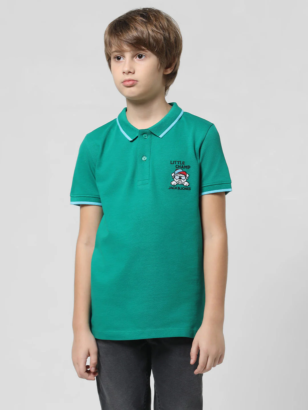 Green Applique Print Polo T-shirt - Image 2