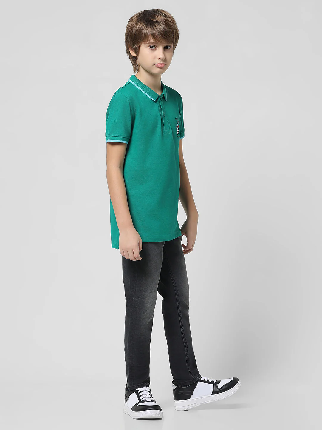 Green Applique Print Polo T-shirt - Image 5
