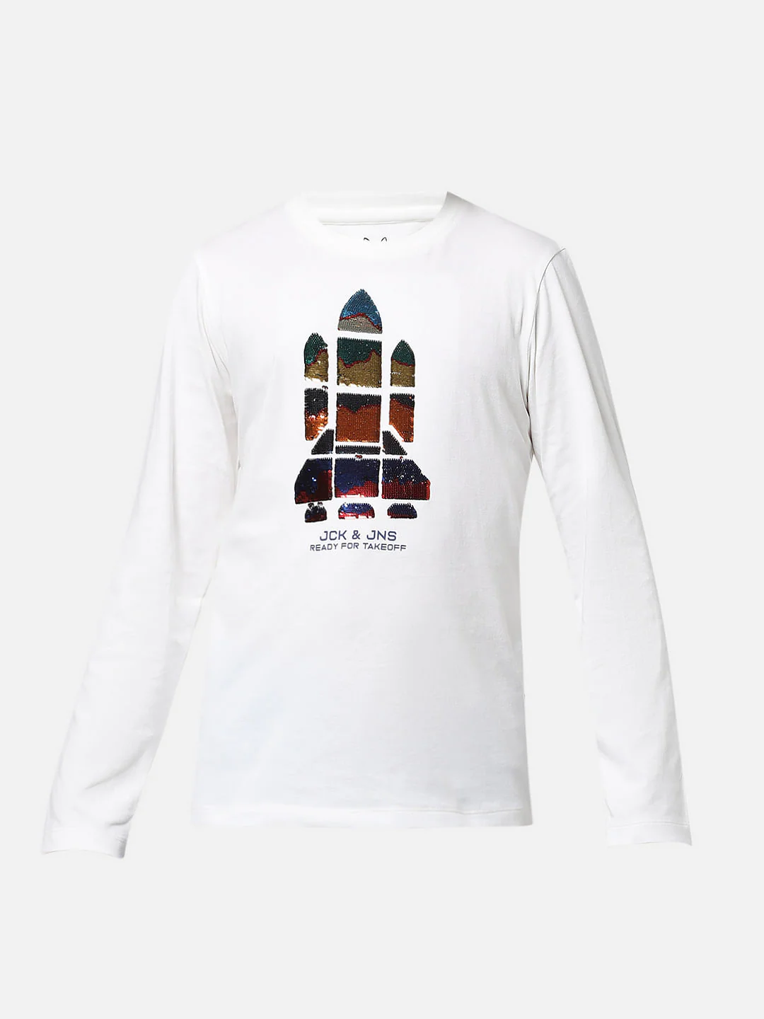 Boys White Embellished Full Sleeves T-shirt - Image 7