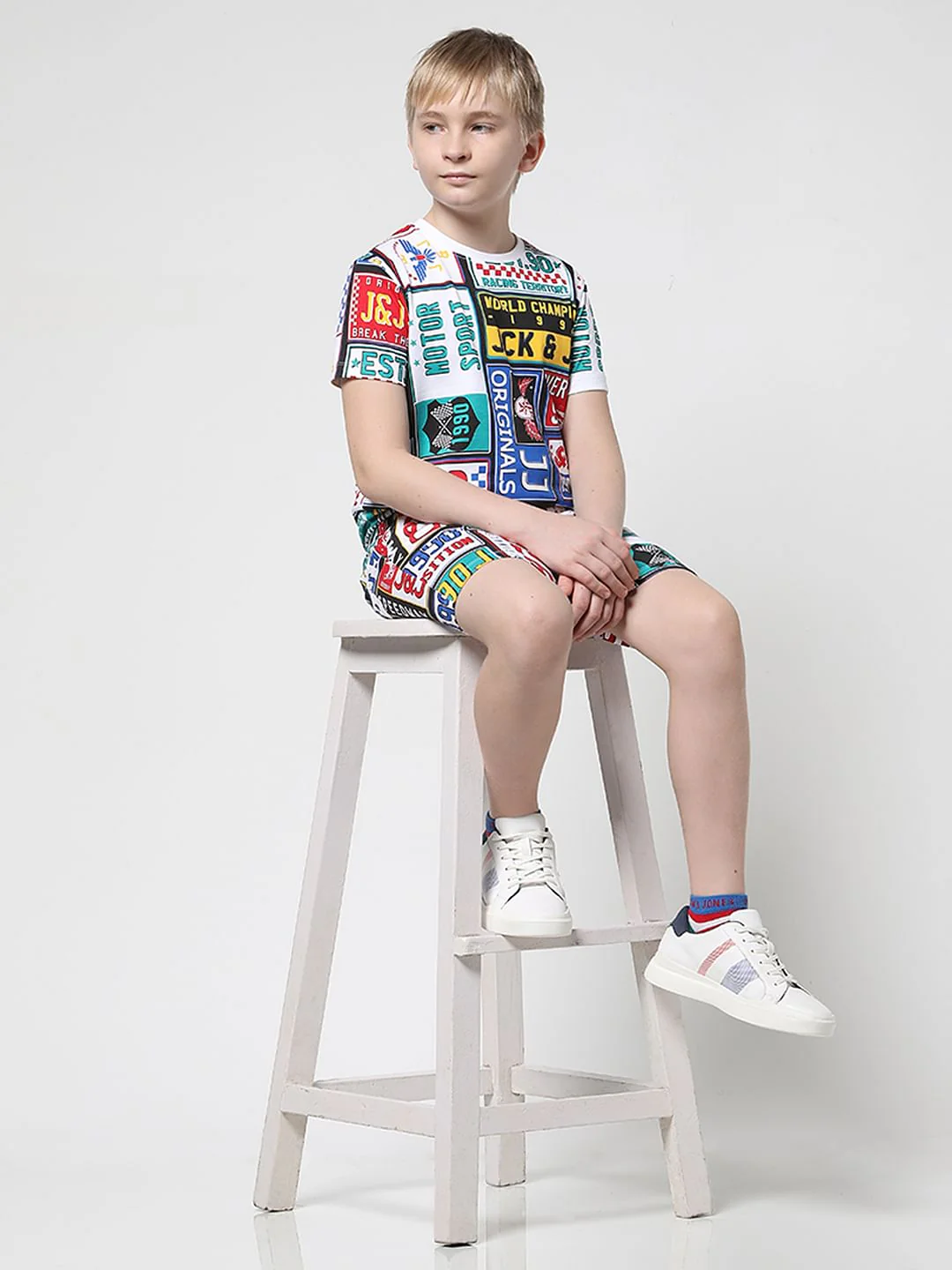 JACK&JONES JUNIOR X MOTOR MUNCHKINS WHITE PRINTED T-SHIRT