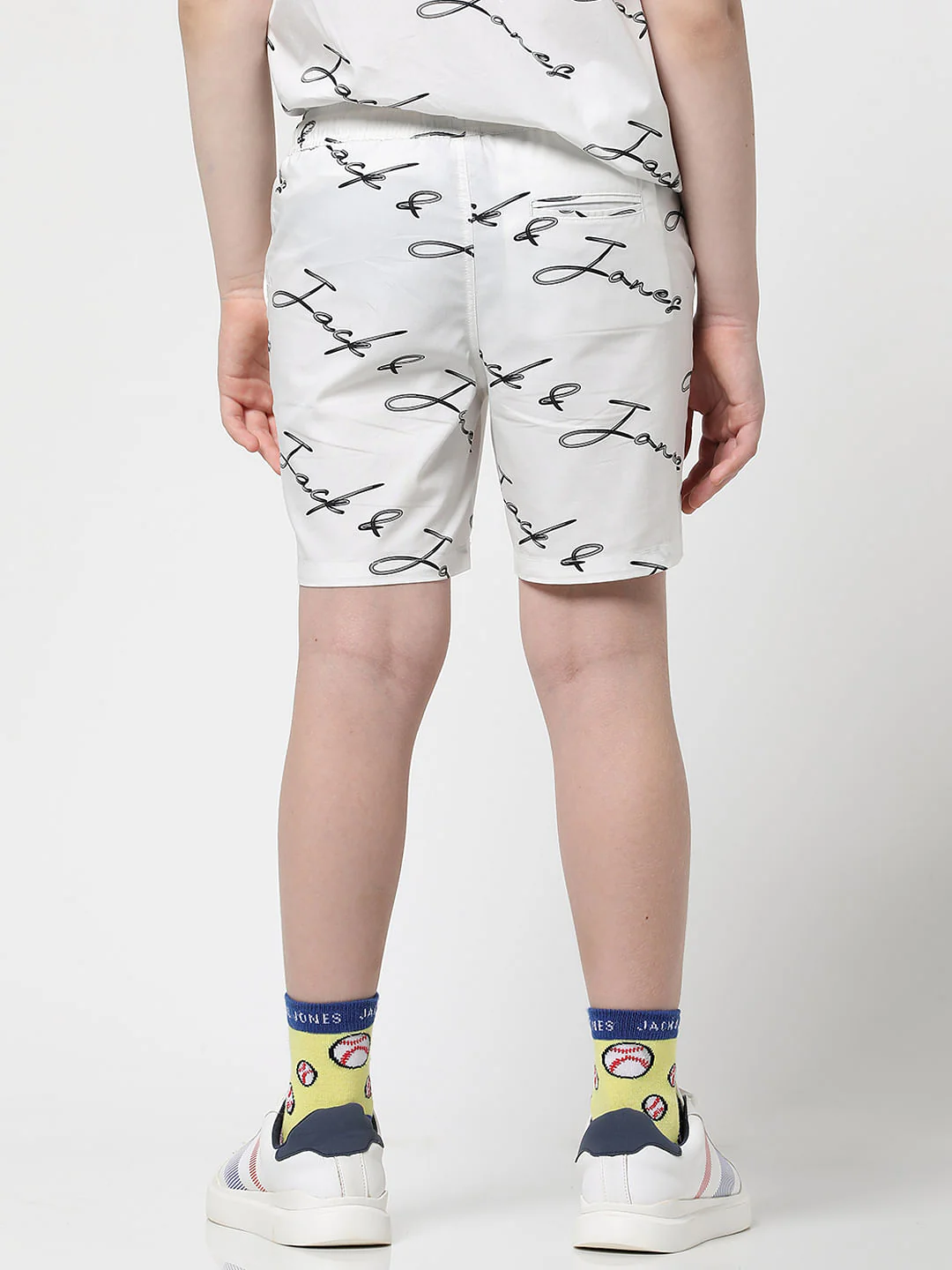 Boys White Logo Print Co-ord Set Shorts - Image 4