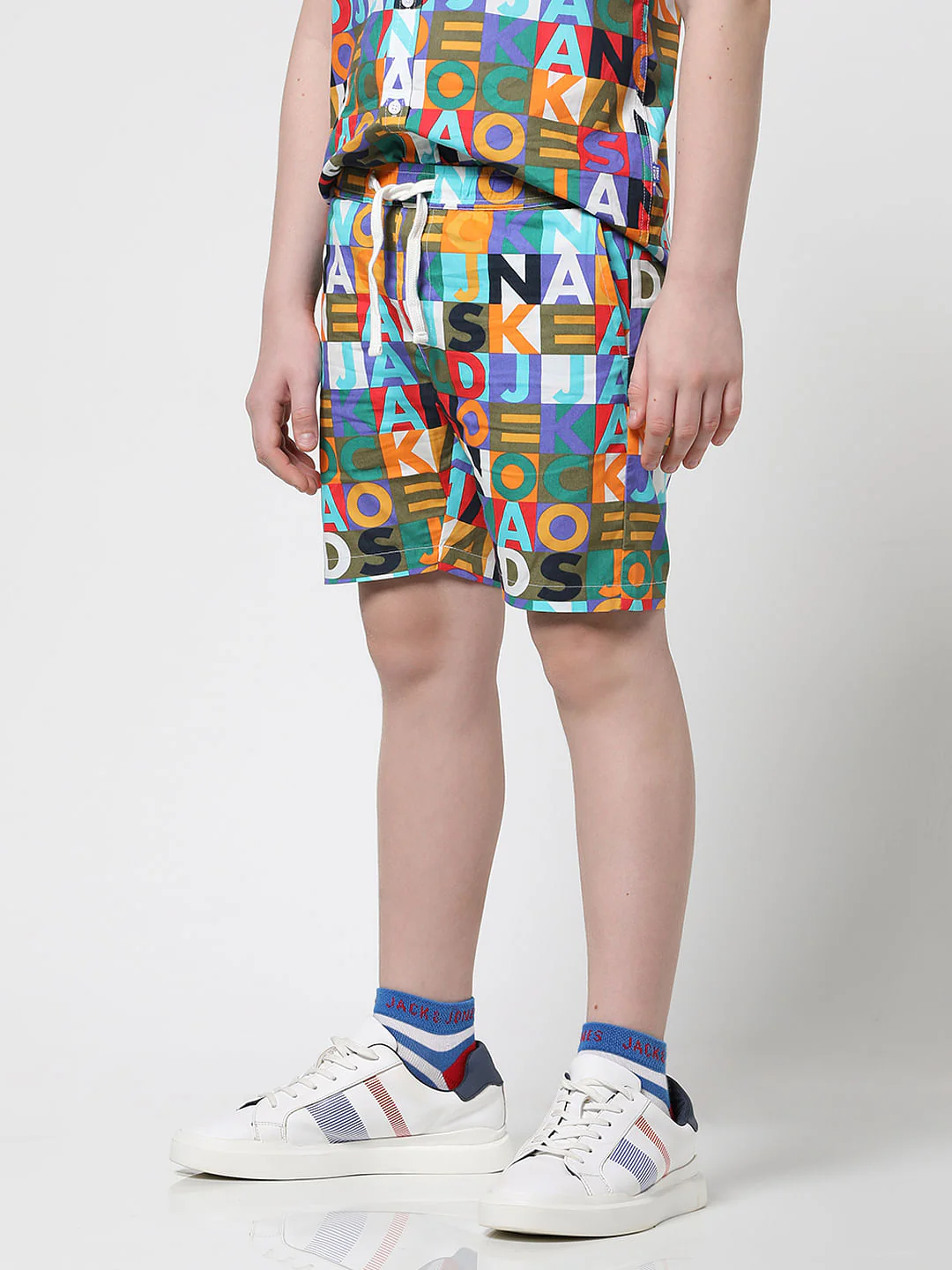 Boys Blue Logo Print Co-ord Set Shorts - Image 3