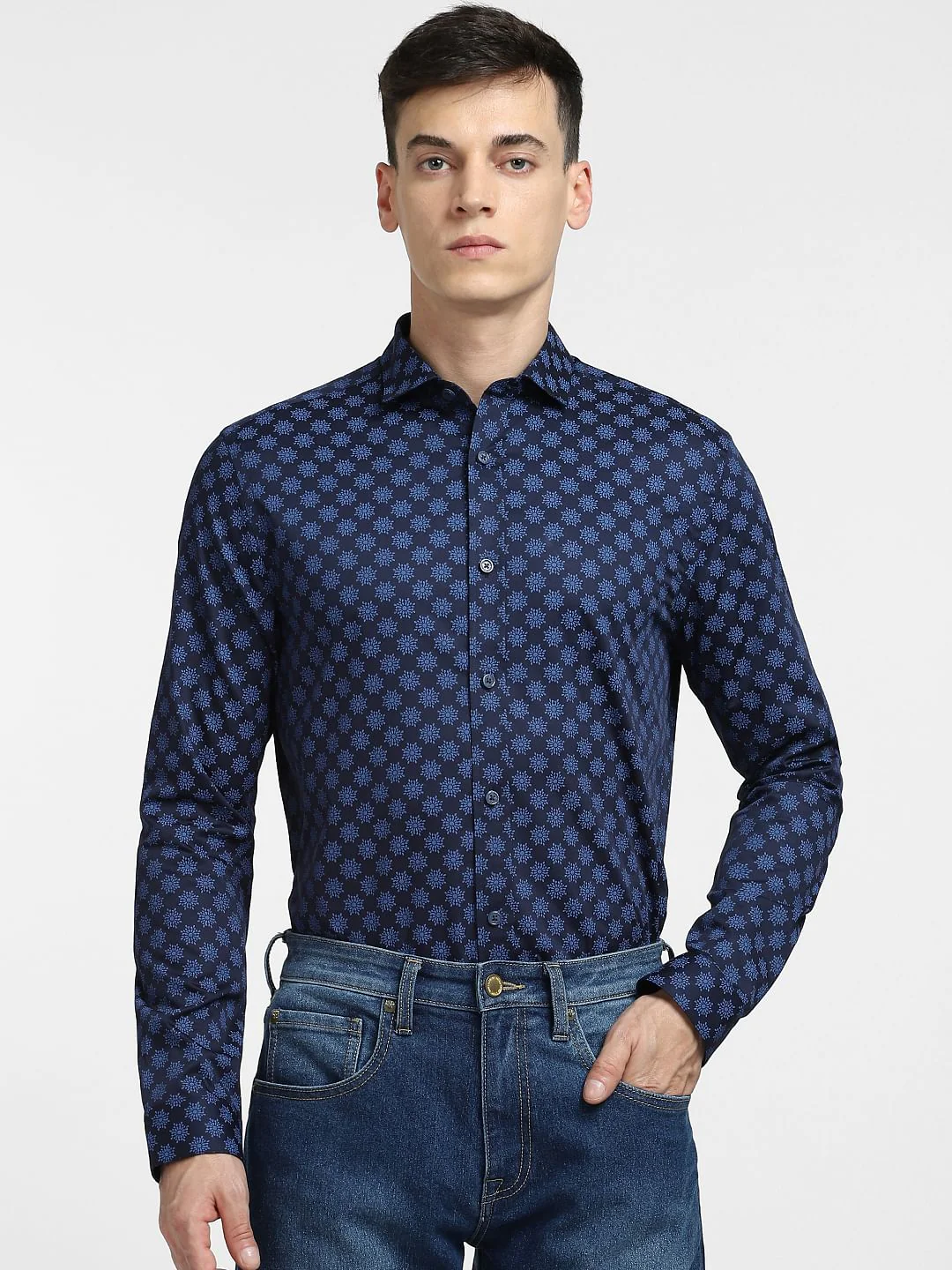 Blue All Over Print Full Sleeves Shirt - Image 2
