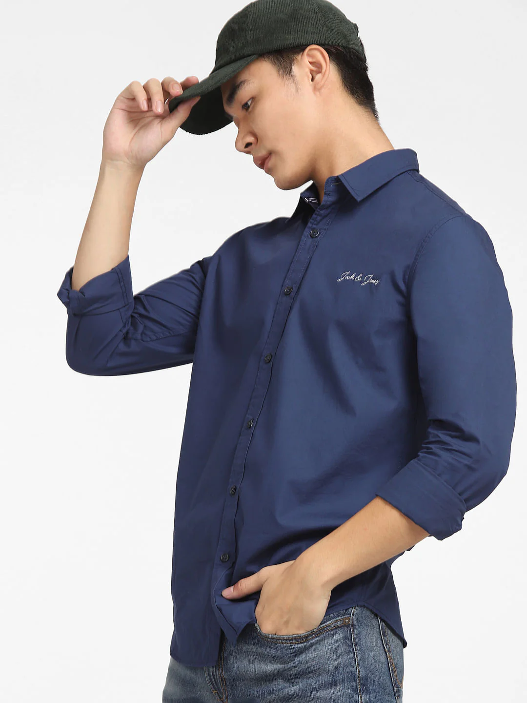 Blue Logo Print Full Sleeves Shirt