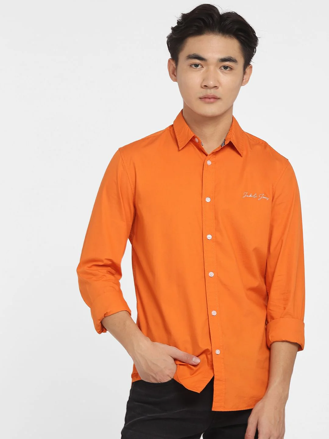 Orange Logo Print Full Sleeves Shirt - Image 2