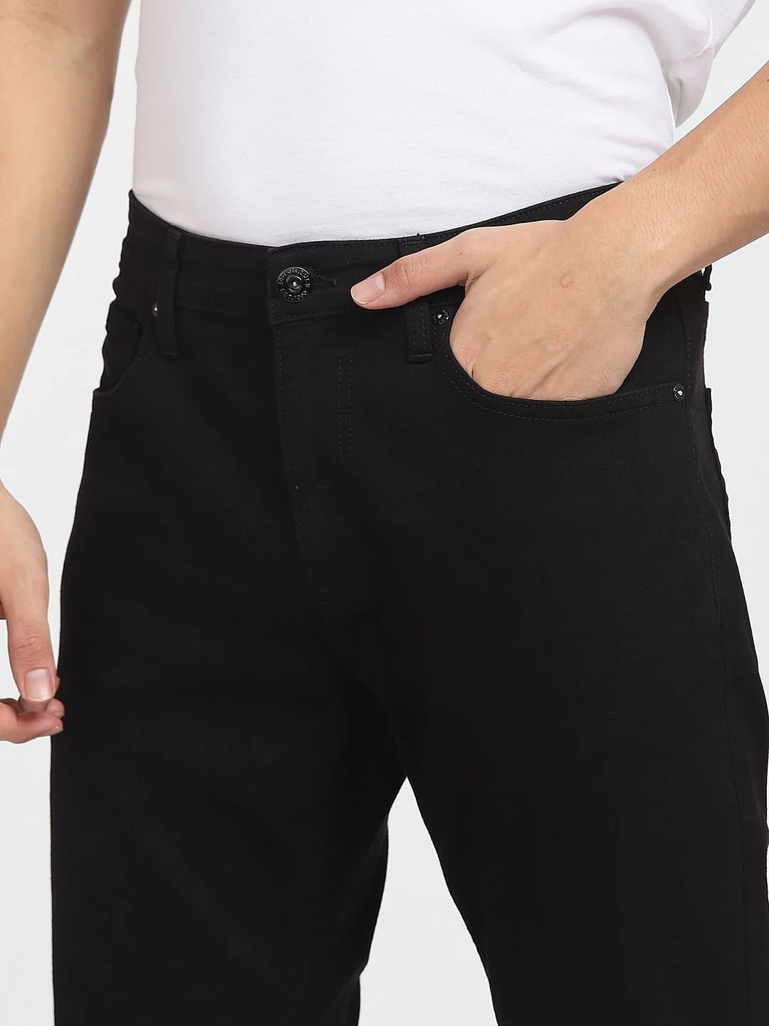 Black Mid Rise Clark Straight Fit Jeans - Image 5