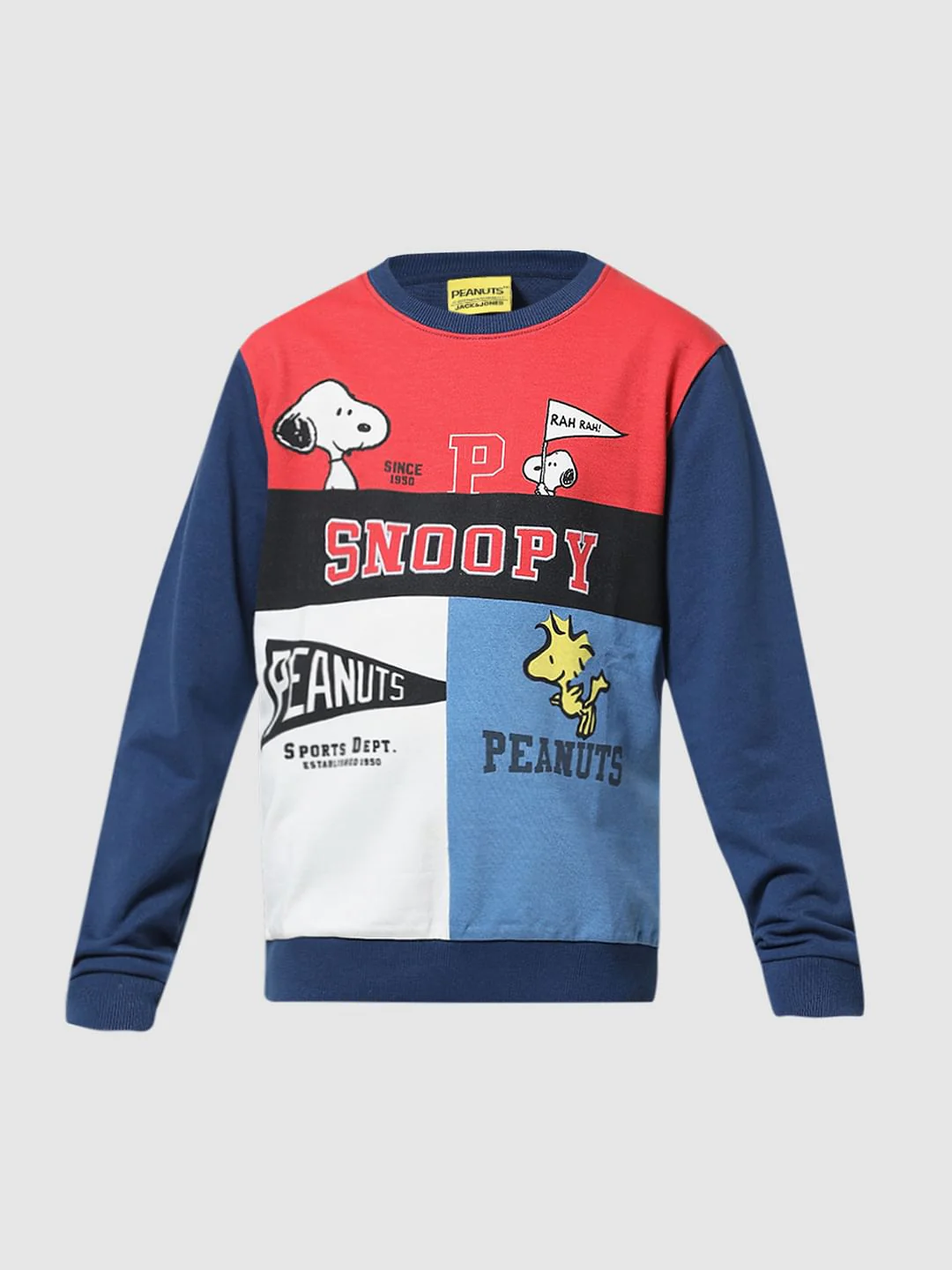x Peanuts Blue Colourblocked Printed Sweatshirt - Image 6