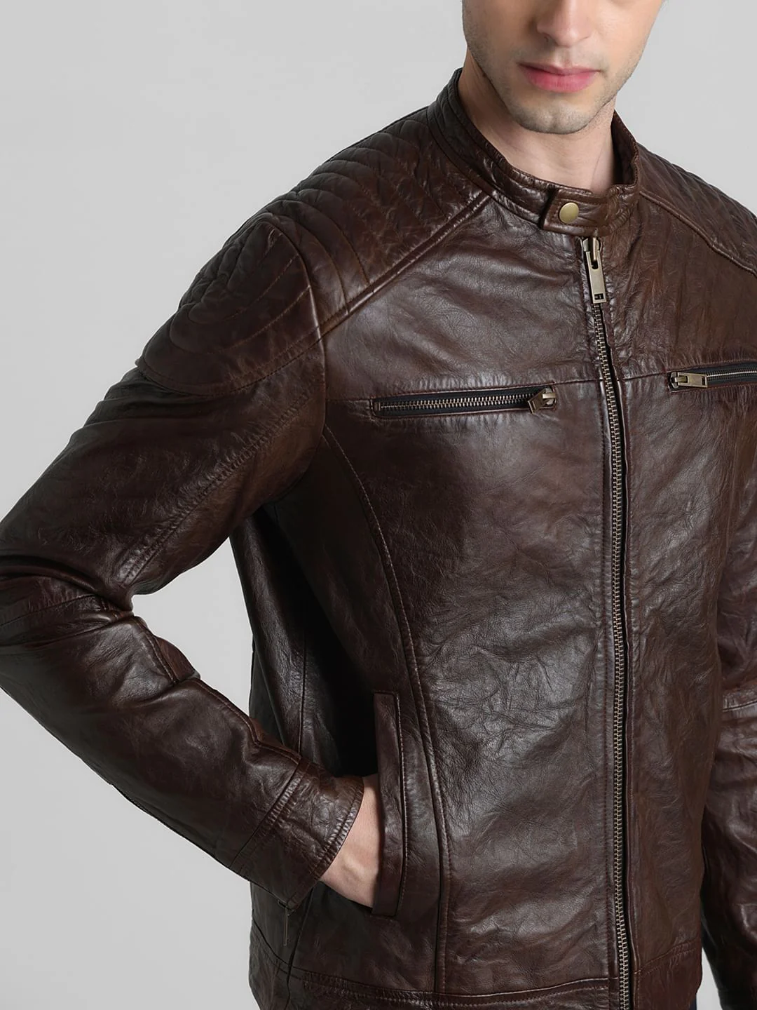 Dark Brown Leather Jacket - Image 5