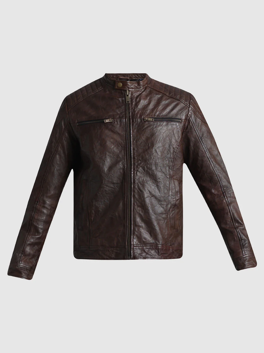 Dark Brown Leather Jacket - Image 7