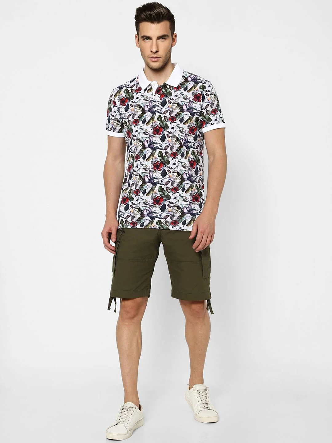 White Floral Polo T-shirt
