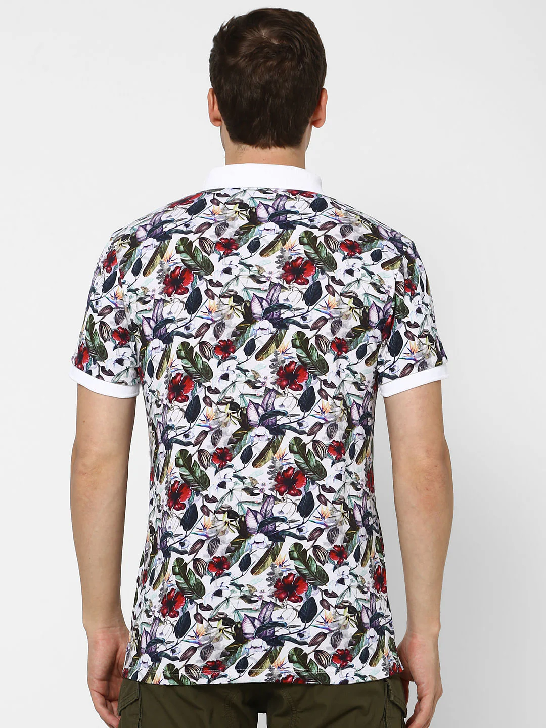 White Floral Polo T-shirt - Image 4