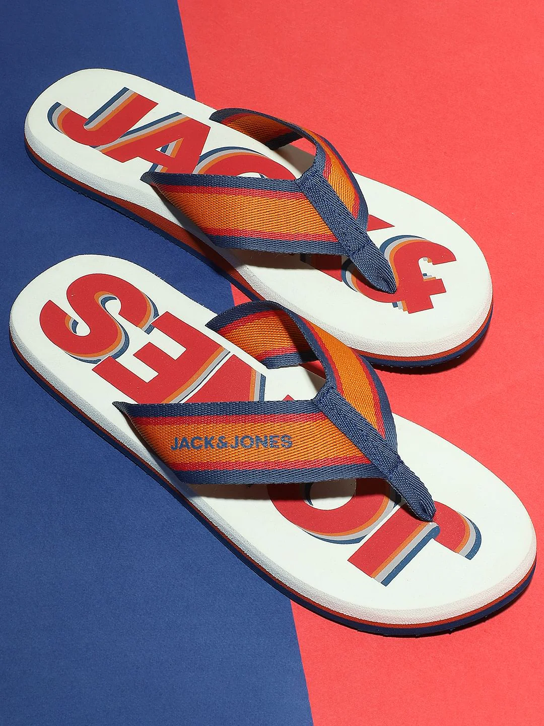 White Logo Print Flip Flops