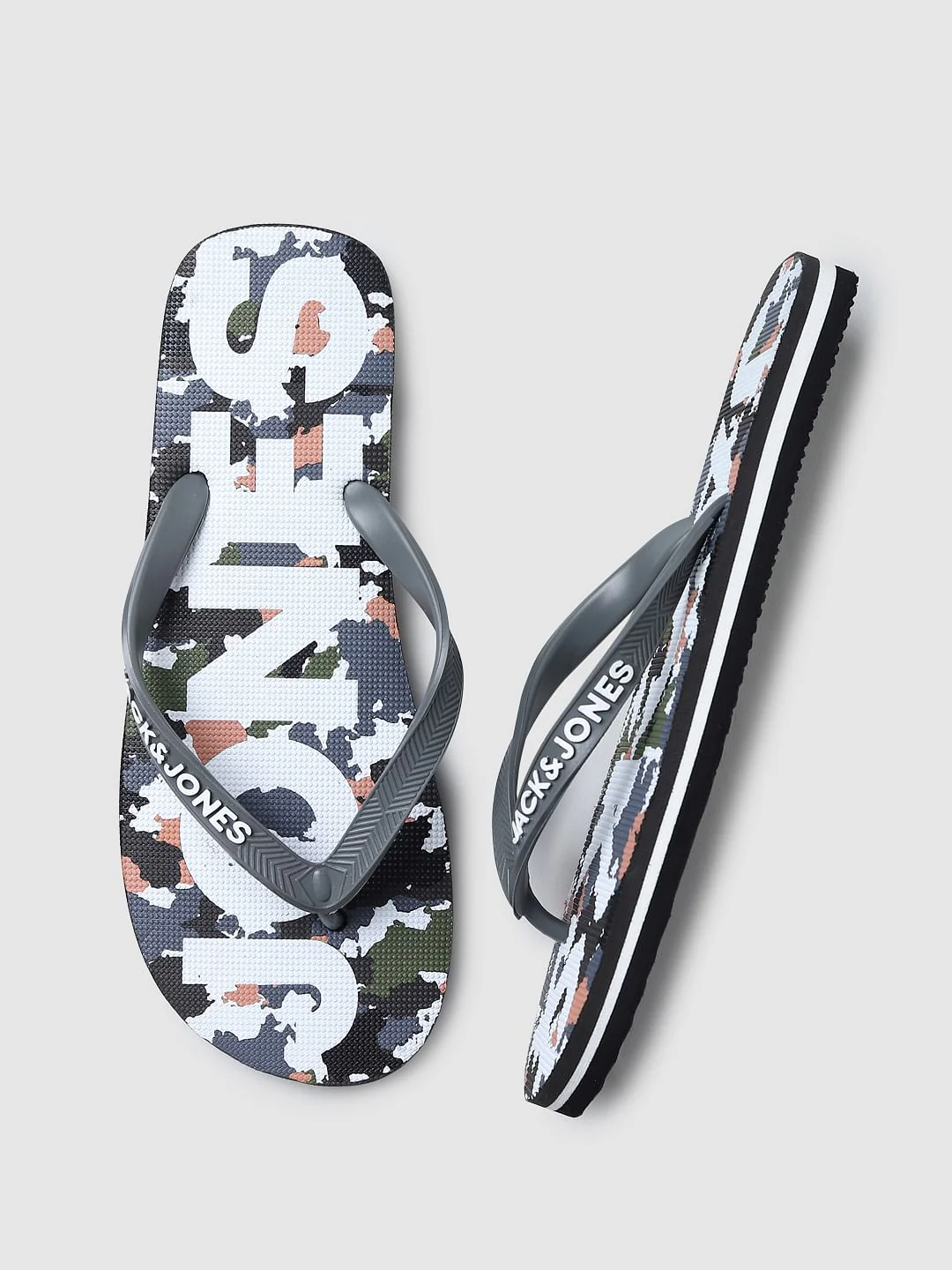 Grey Camo Print Flip Flops - Image 7