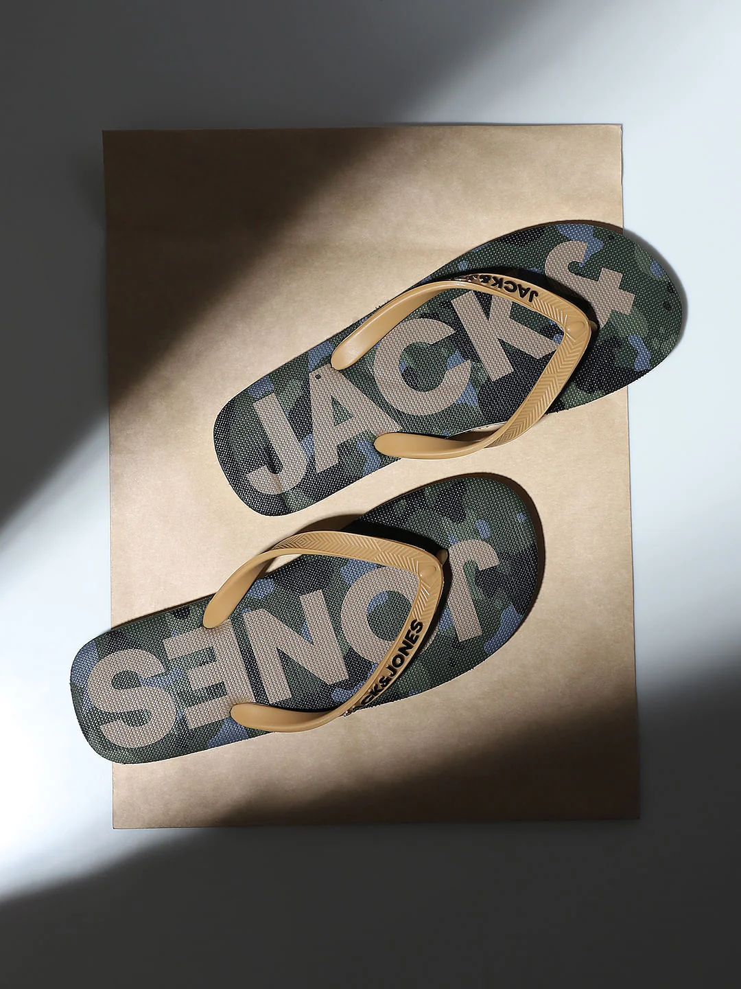 Green Camo Print Flip Flops