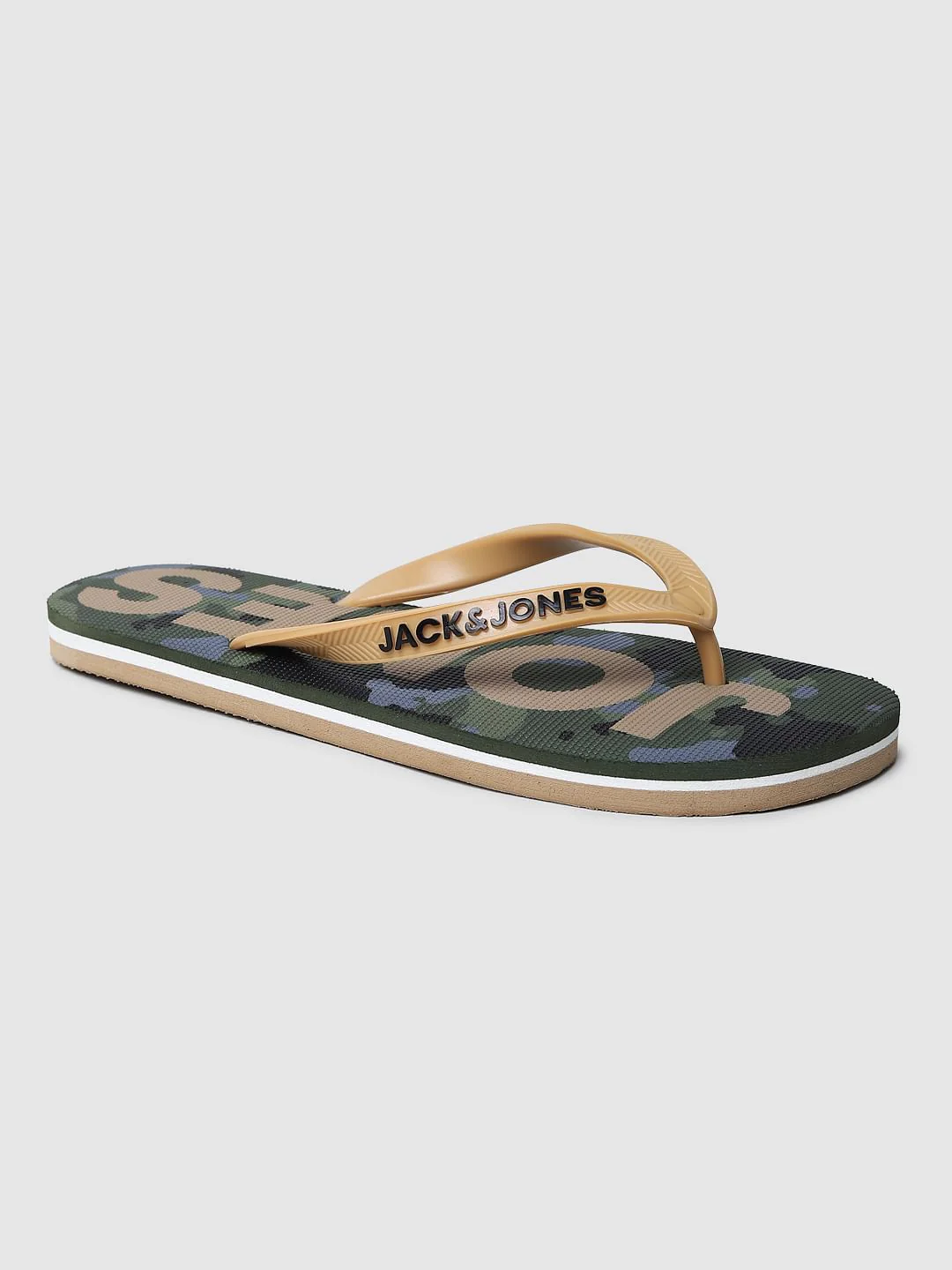Green Camo Print Flip Flops - Image 3