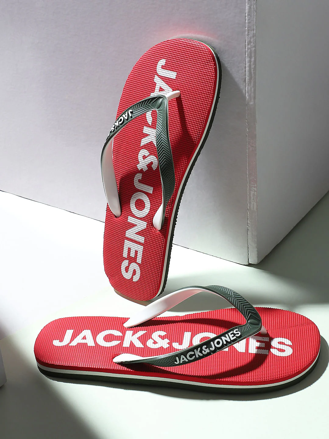 Red Colourblocked Flip Flops