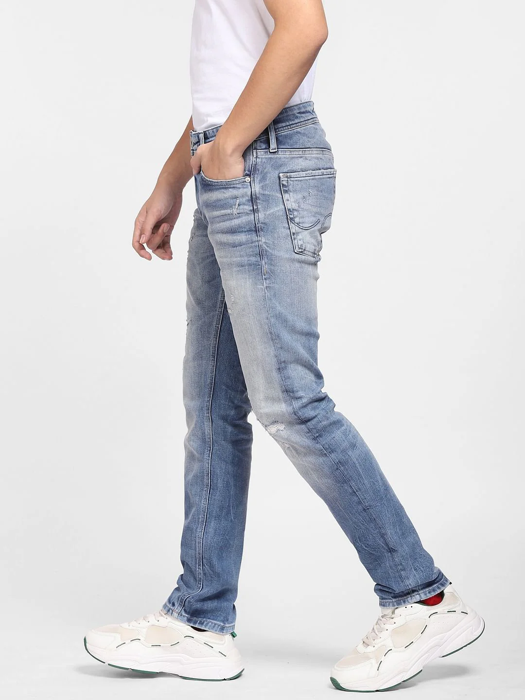 Blue Low Rise Distressed Glenn Slim Jeans - Image 3